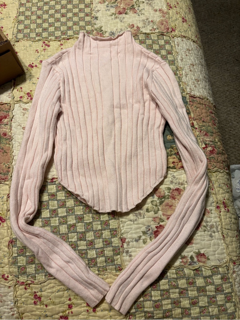 Altar'd State Pale Pink Ribbed Cowl Neck Sweater XS